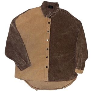 Vici Two-Tone Brown and Tan Button Down Shirt